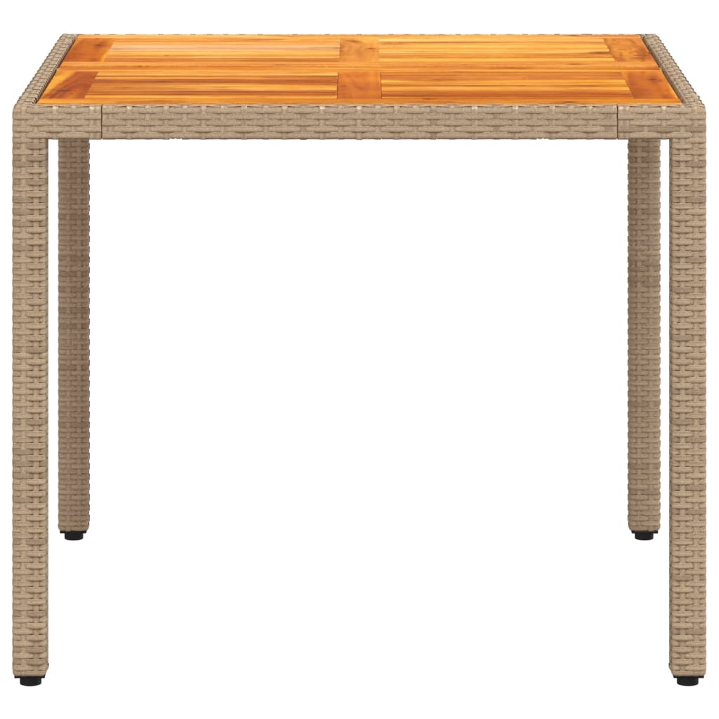 Mesa De Jardín De Ratán Pe Y Madera Acacia