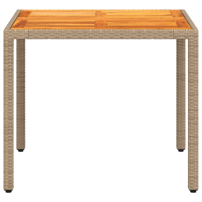 Mesa De Jardín De Ratán Pe Y Madera Acacia