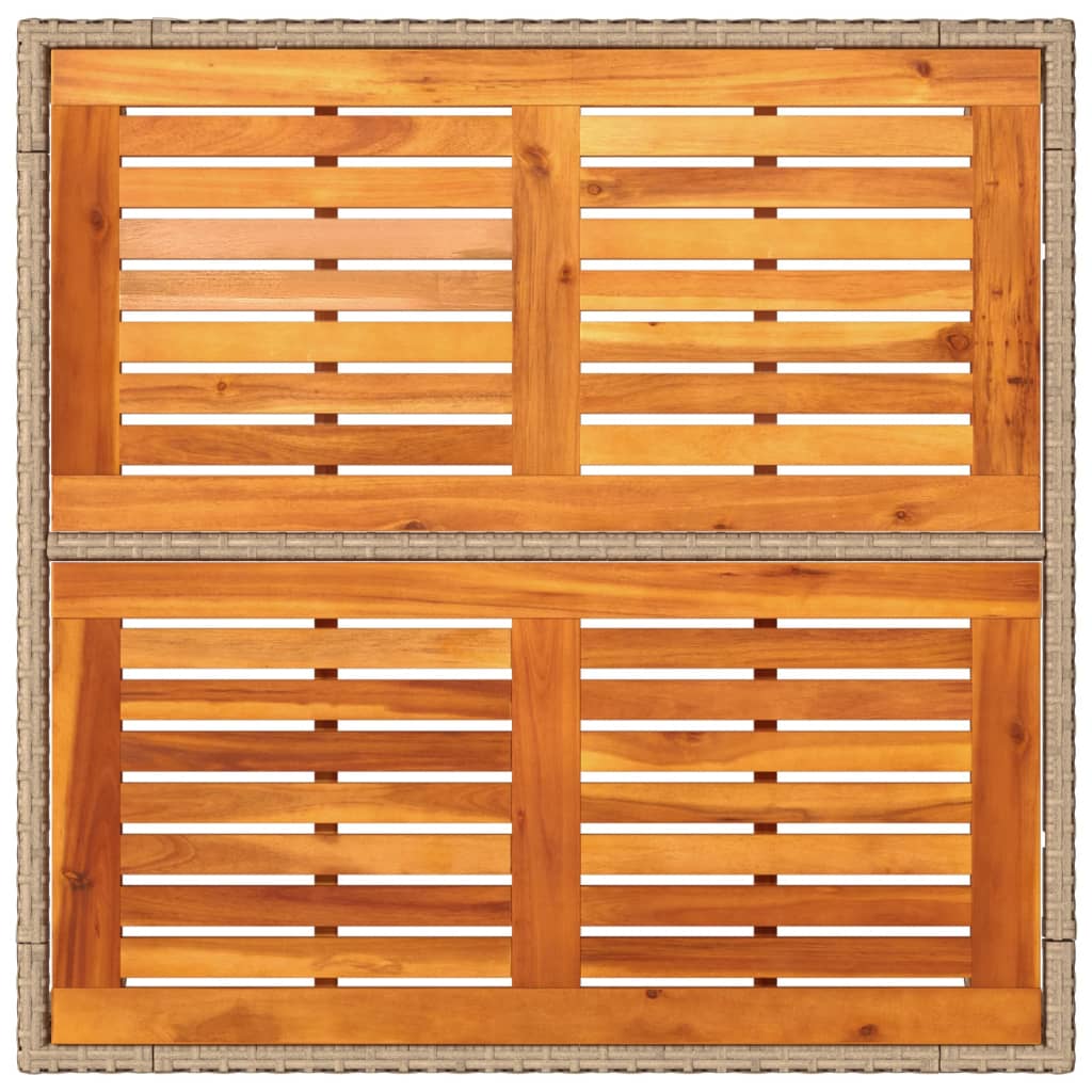 Mesa De Jardín De Ratán Pe Y Madera Acacia