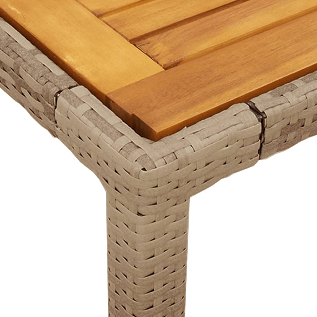 Mesa De Jardín De Ratán Pe Y Madera Acacia