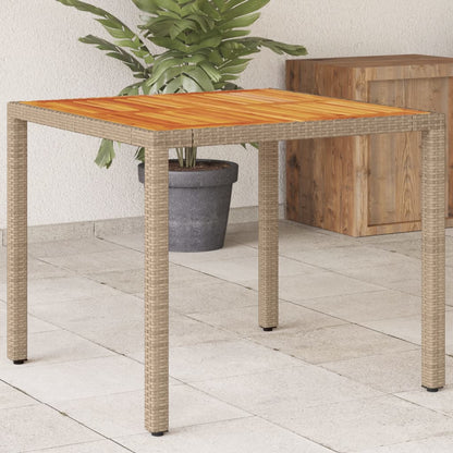 Mesa De Jardín De Ratán Pe Y Madera Acacia