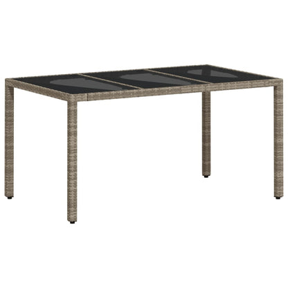 Mesa De Jardín Superficie De Vidrio Ratán Pe Gris 150X90X75 Cm