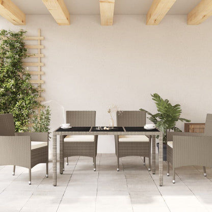 Mesa De Jardín Superficie De Vidrio Ratán Pe Gris 150X90X75 Cm