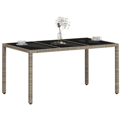 Mesa De Jardín Superficie De Vidrio Ratán Pe Gris 150X90X75 Cm