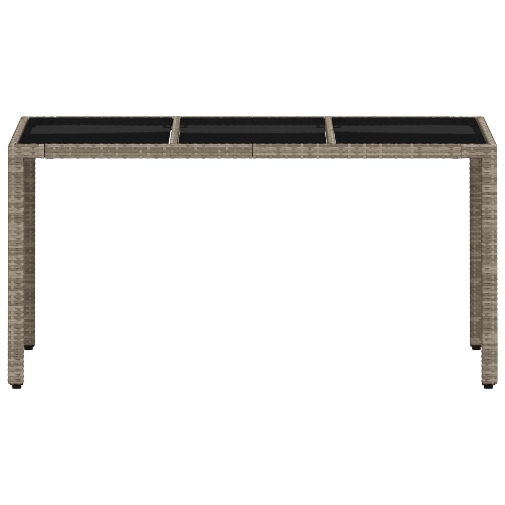 Mesa De Jardín Superficie De Vidrio Ratán Pe Gris 150X90X75 Cm