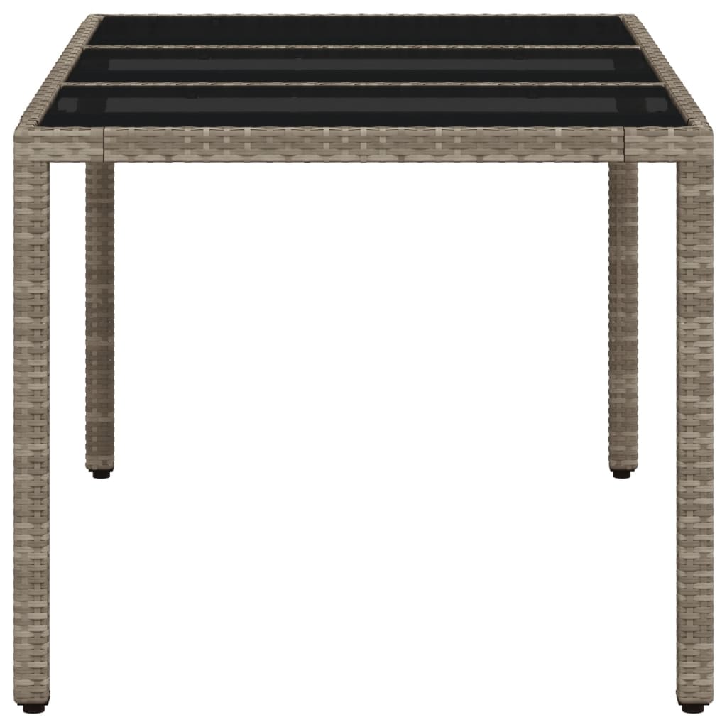 Mesa De Jardín Superficie De Vidrio Ratán Pe Gris 150X90X75 Cm