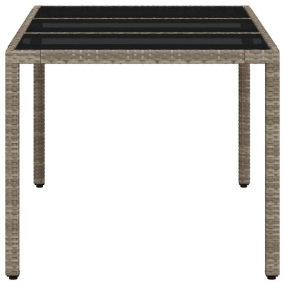 Mesa De Jardín Superficie De Vidrio Ratán Pe Gris 150X90X75 Cm