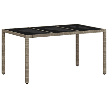 Mesa De Jardín Superficie De Vidrio Ratán Pe Gris 150X90X75 Cm