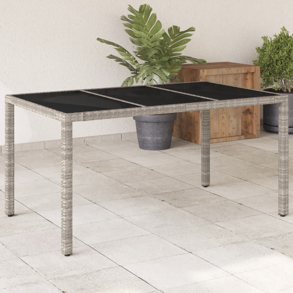 Mesa De Jardín Superficie De Vidrio Ratán Pe 150X90X75 Cm
