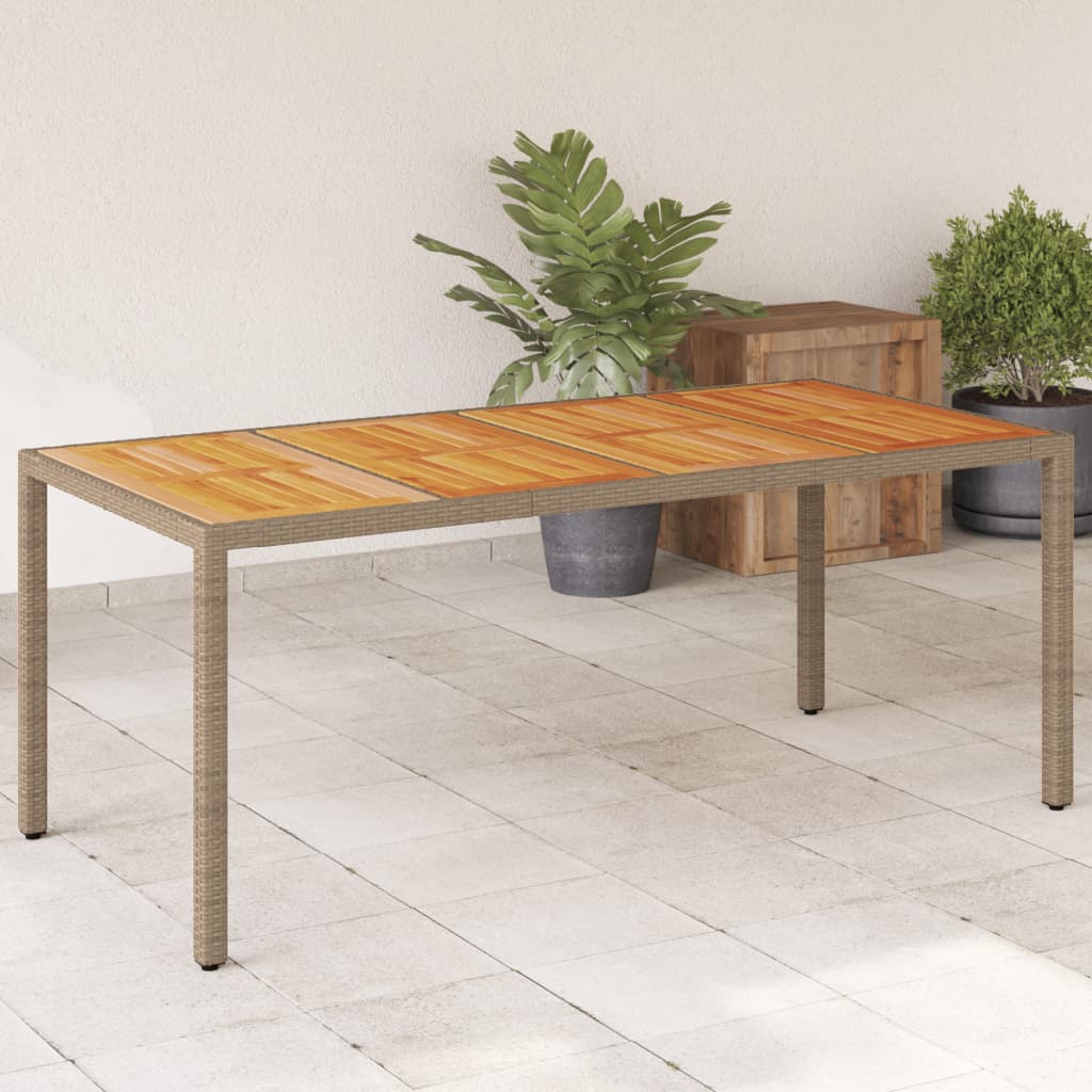 Mesa De Jardín Superficie Madera Acacia Ratán 190X90X75Cm