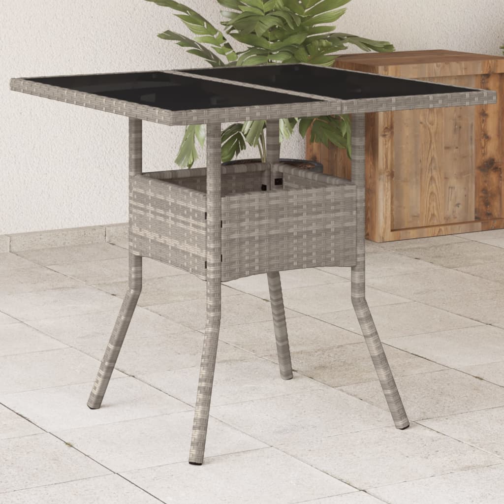 Mesa De Jardín Superficie De Vidrio Ratán Pe 80X80X75 Cm