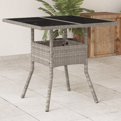 Mesa De Jardín Superficie De Vidrio Ratán Pe 80X80X75 Cm
