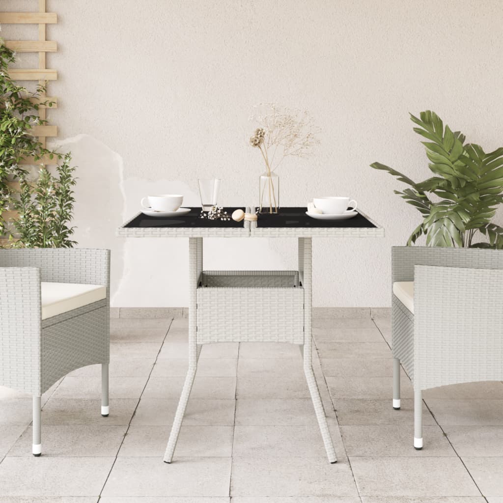 Mesa De Jardín Superficie De Vidrio Ratán Pe 80X80X75 Cm