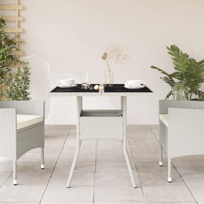 Mesa De Jardín Superficie De Vidrio Ratán Pe 80X80X75 Cm