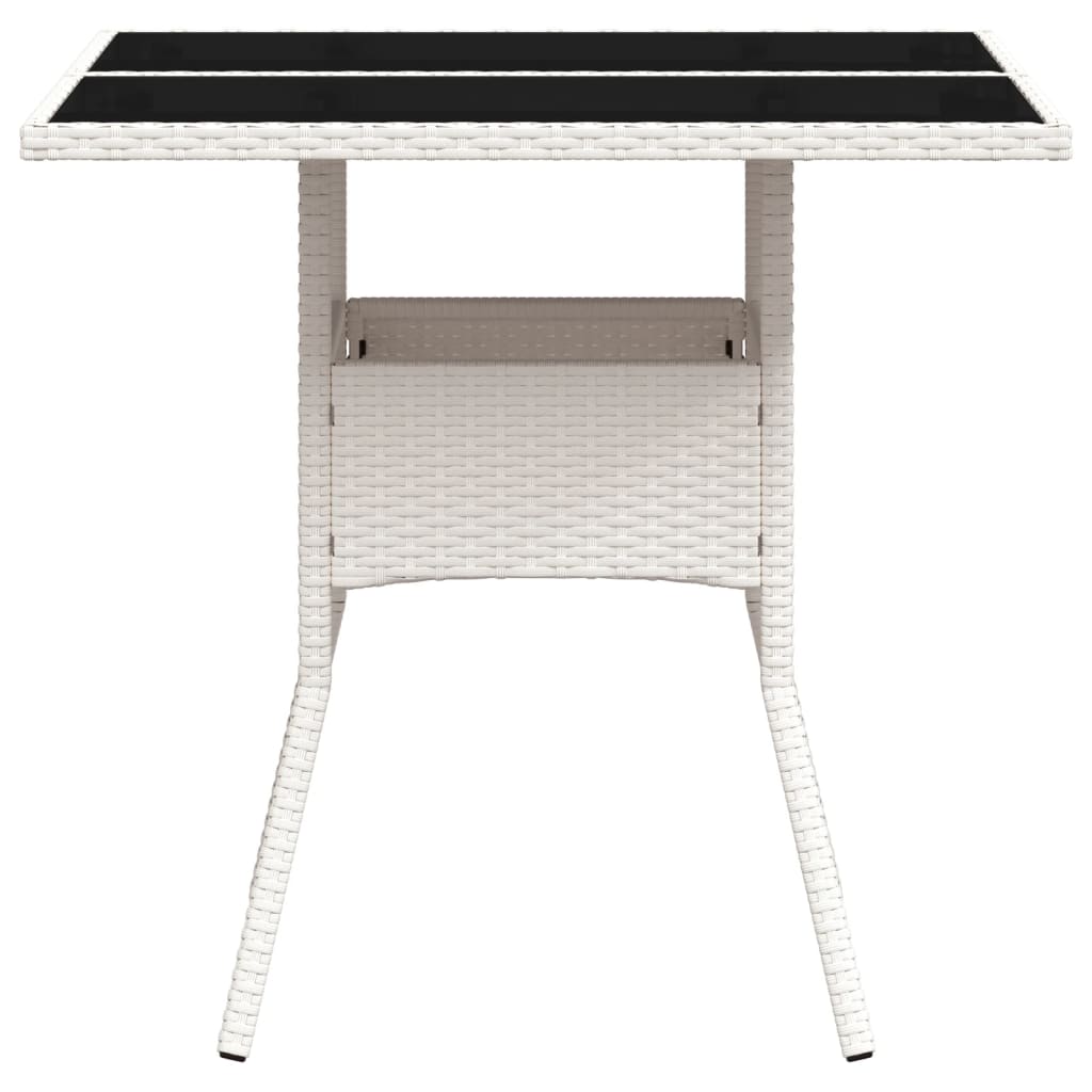Mesa De Jardín Superficie De Vidrio Ratán Pe 80X80X75 Cm