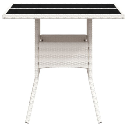 Mesa De Jardín Superficie De Vidrio Ratán Pe 80X80X75 Cm
