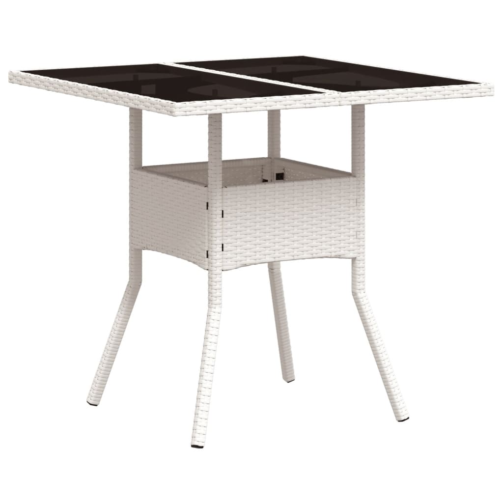 Mesa De Jardín Superficie De Vidrio Ratán Pe 80X80X75 Cm