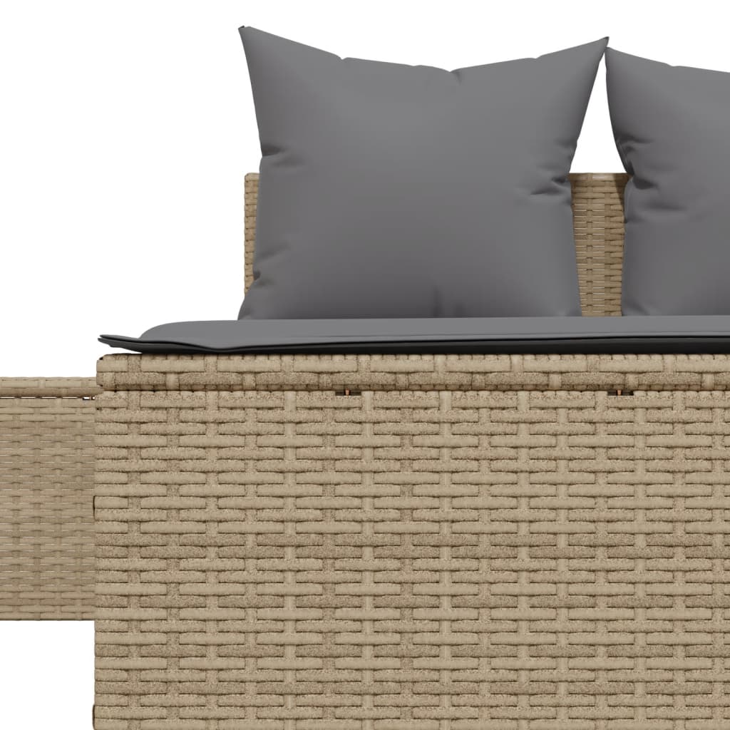 Tumbona Doble Con Cojines Ratán Sintético Beige
