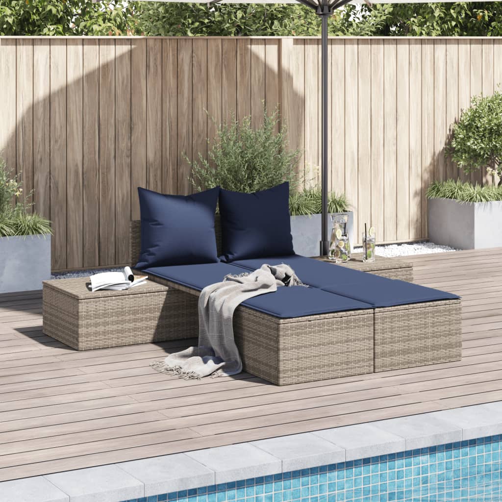 Tumbona Doble Con Cojines, Poliratán