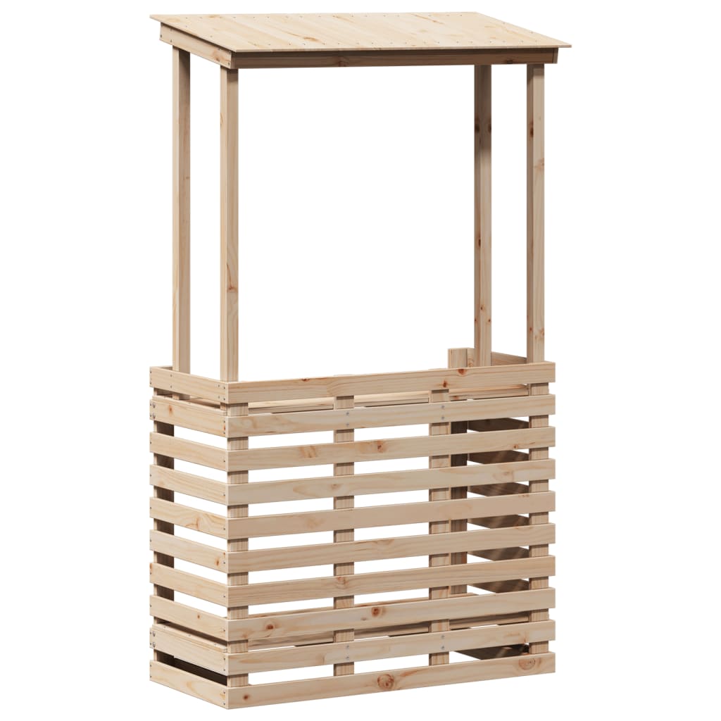 Mesa De Bar De Jardín Con Techo Madera Maciza