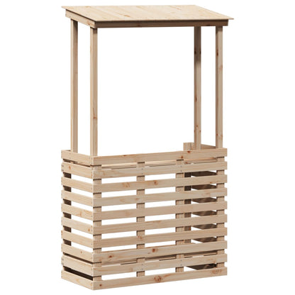 Mesa De Bar De Jardín Con Techo Madera Maciza