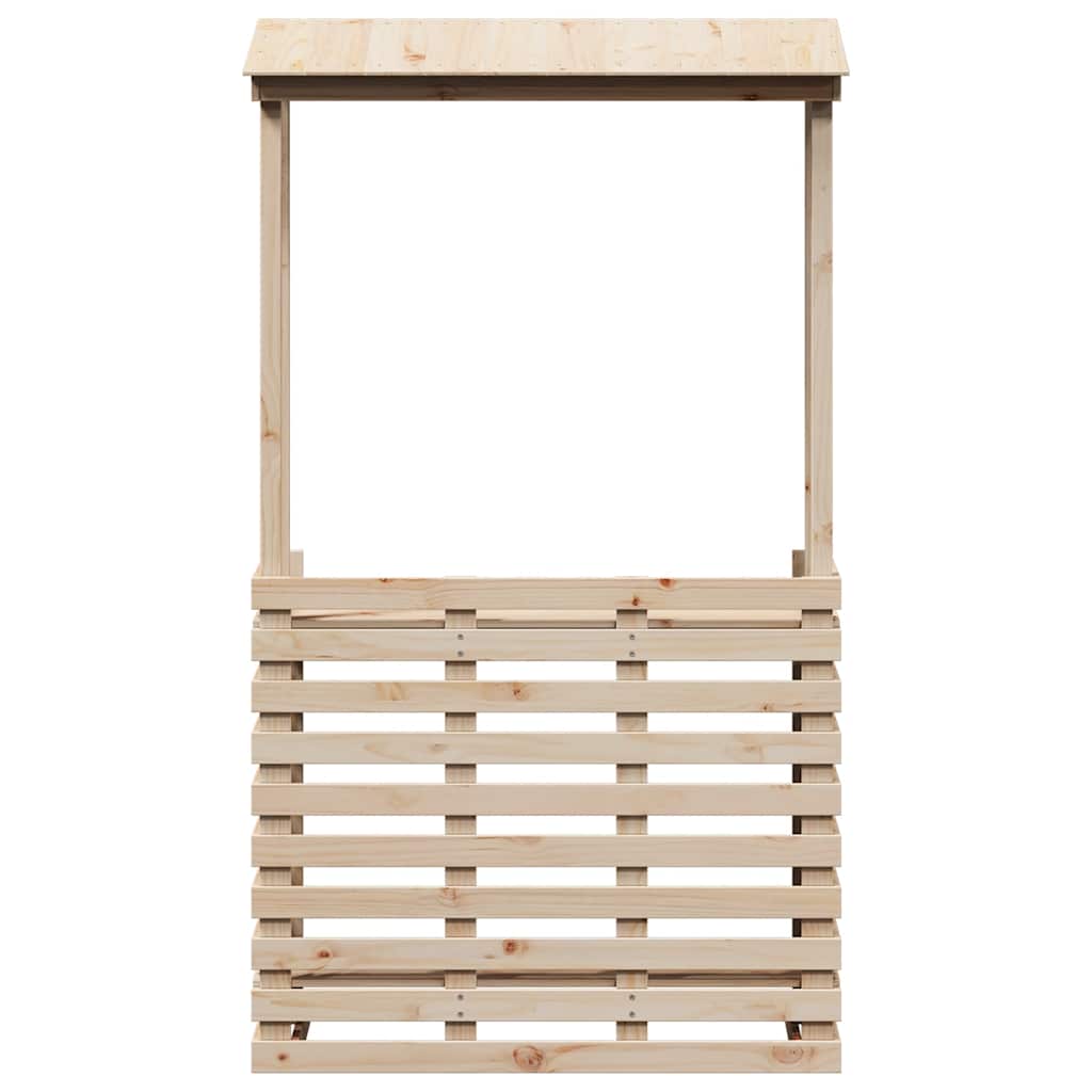 Mesa De Bar De Jardín Con Techo Madera Maciza