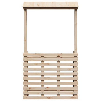 Mesa De Bar De Jardín Con Techo Madera Maciza