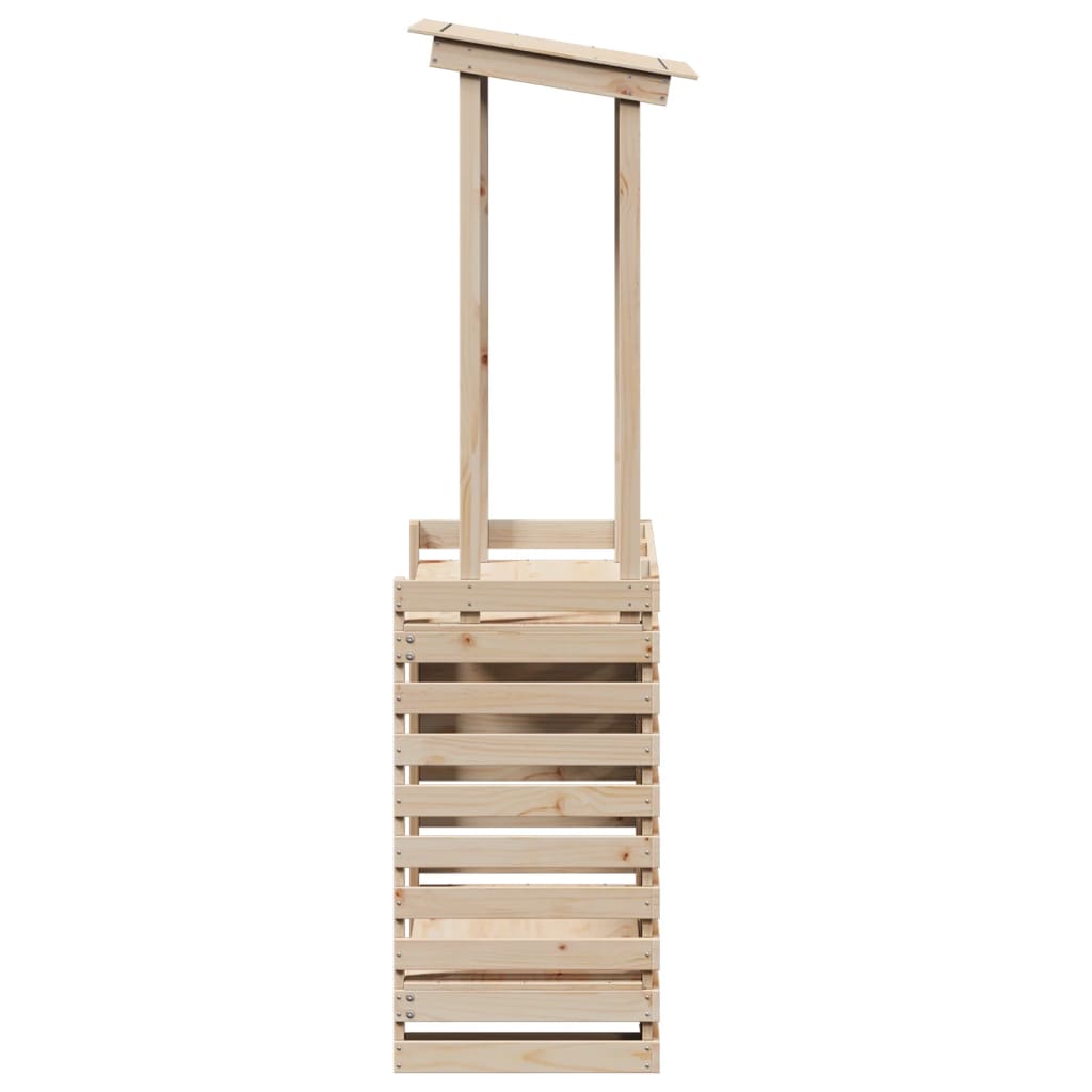Mesa De Bar De Jardín Con Techo Madera Maciza