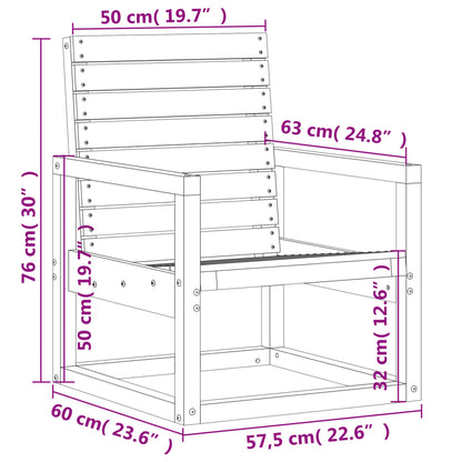 Silla De Jardín Madera Maciza De Pino 57,5X63X76 Cm