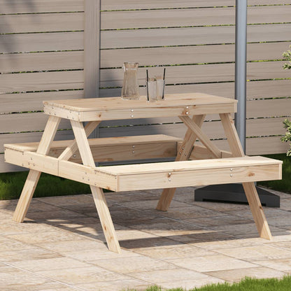 Mesa De Pícnic Madera Maciza De Pino 105X134X75 Cm