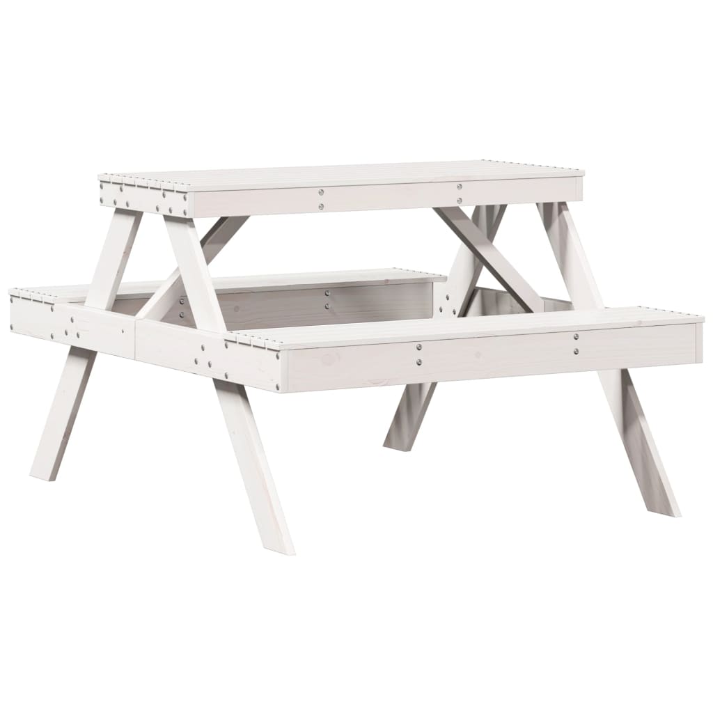 Mesa De Pícnic Madera Maciza De Pino 105X134X75 Cm