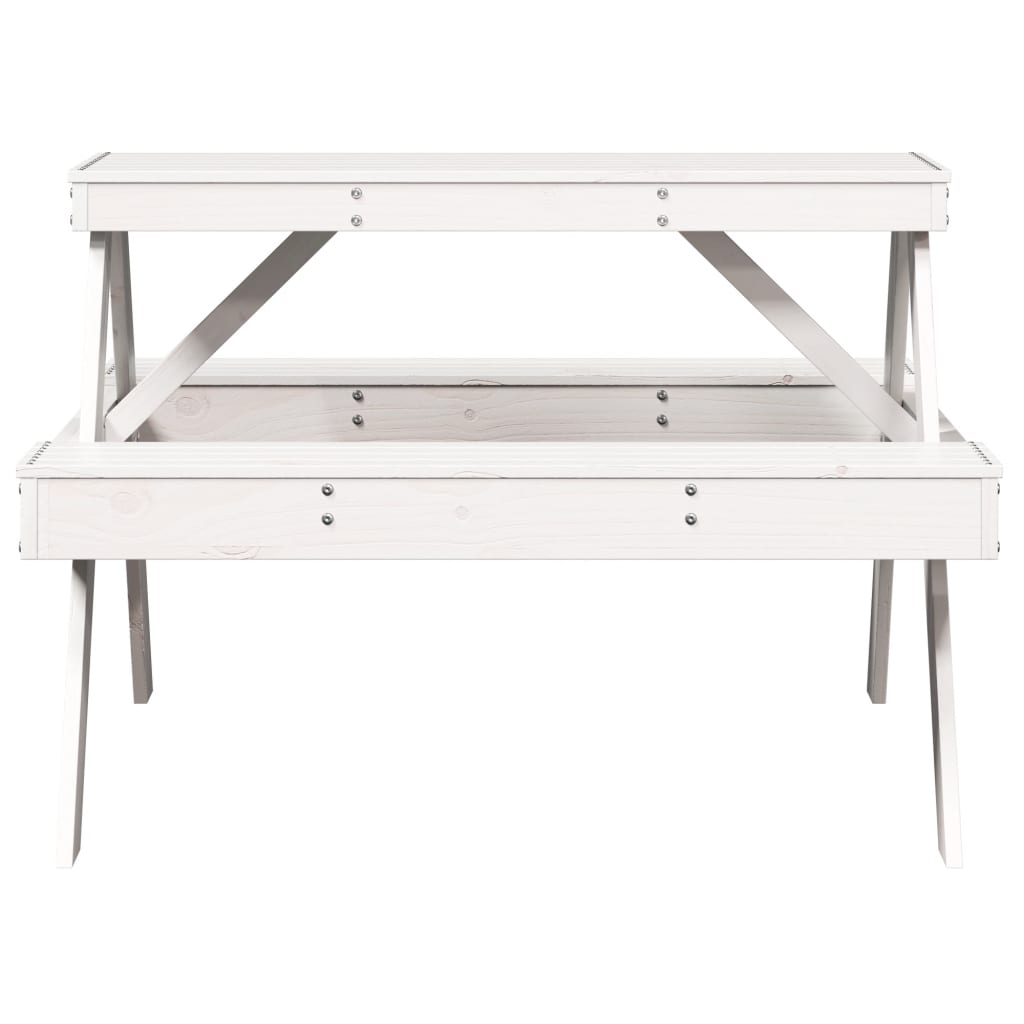 Mesa De Pícnic Madera Maciza De Pino 105X134X75 Cm