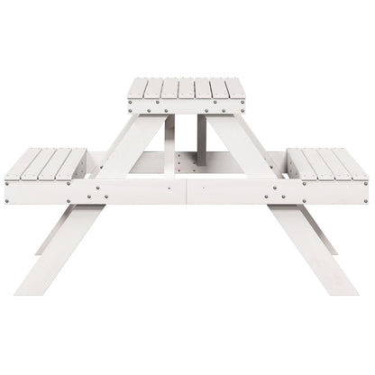 Mesa De Pícnic Madera Maciza De Pino 105X134X75 Cm