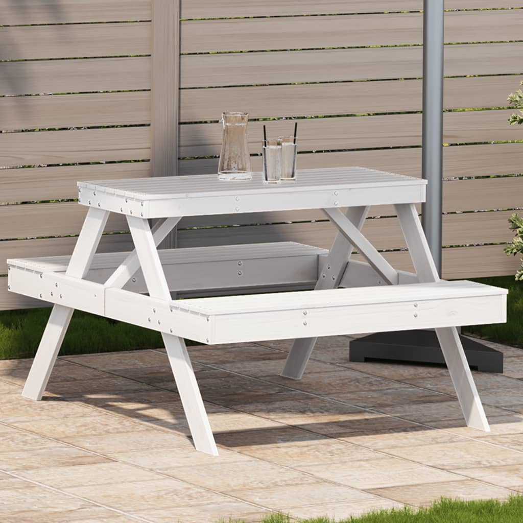 Mesa De Pícnic Madera Maciza De Pino 105X134X75 Cm