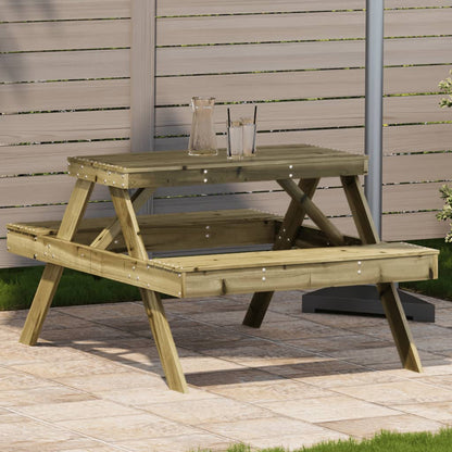 Mesa De Pícnic Madera Maciza De Pino 105X134X75 Cm