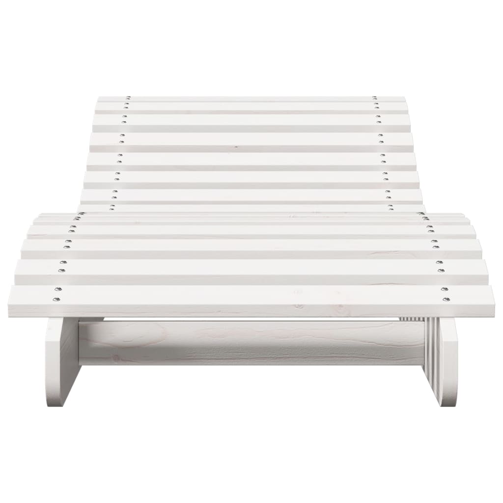 Tumbona De Madera Maciza De Pino Blanca 205X60X31,5 Cm