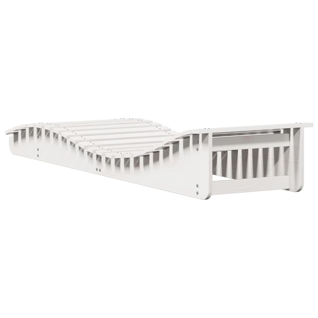 Tumbona De Madera Maciza De Pino Blanca 205X60X31,5 Cm
