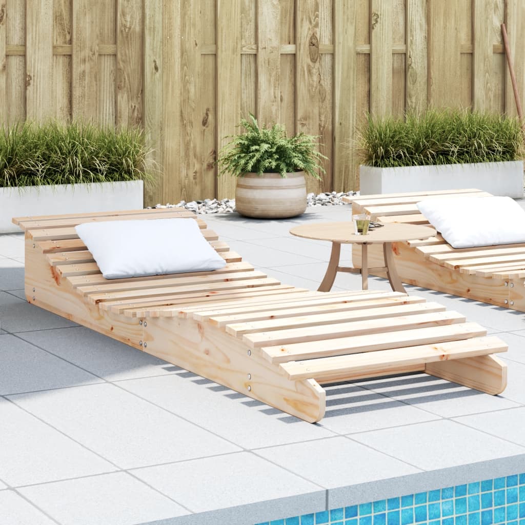 Tumbona De Madera Maciza De Pino Blanca 205X60X31,5 Cm