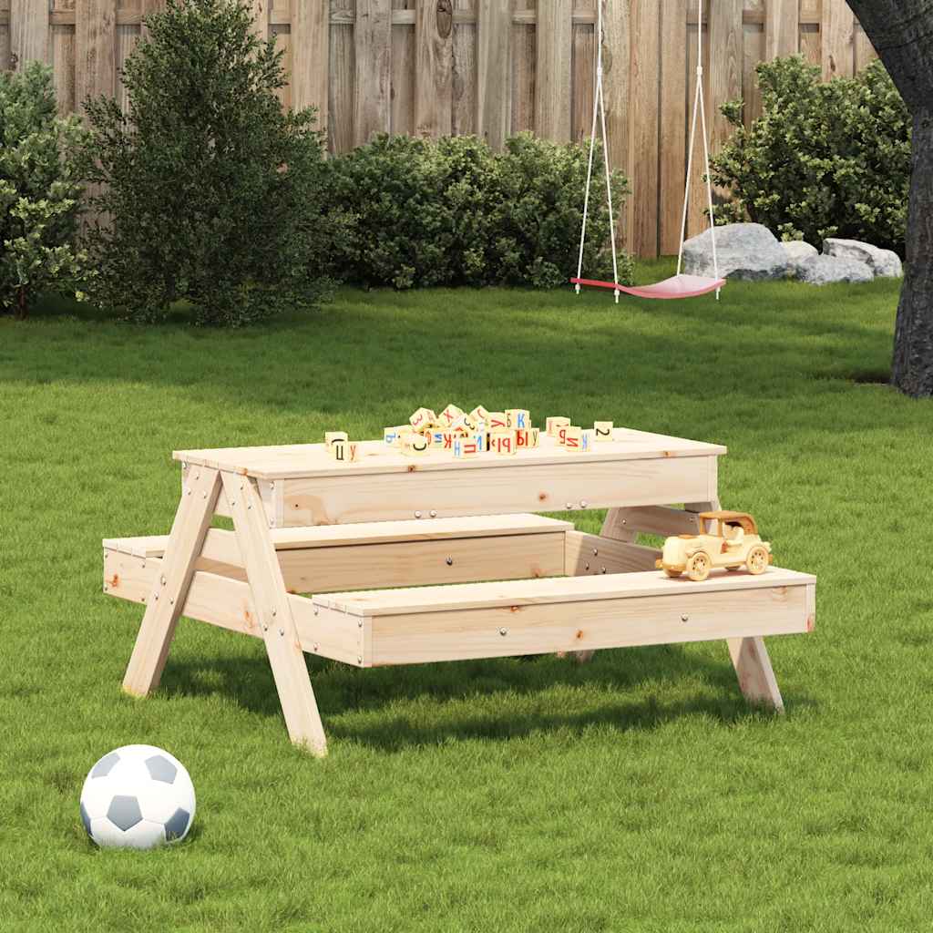 Mesa De Pícnic Con Arenero Para Niños Madera Maciza De Pino