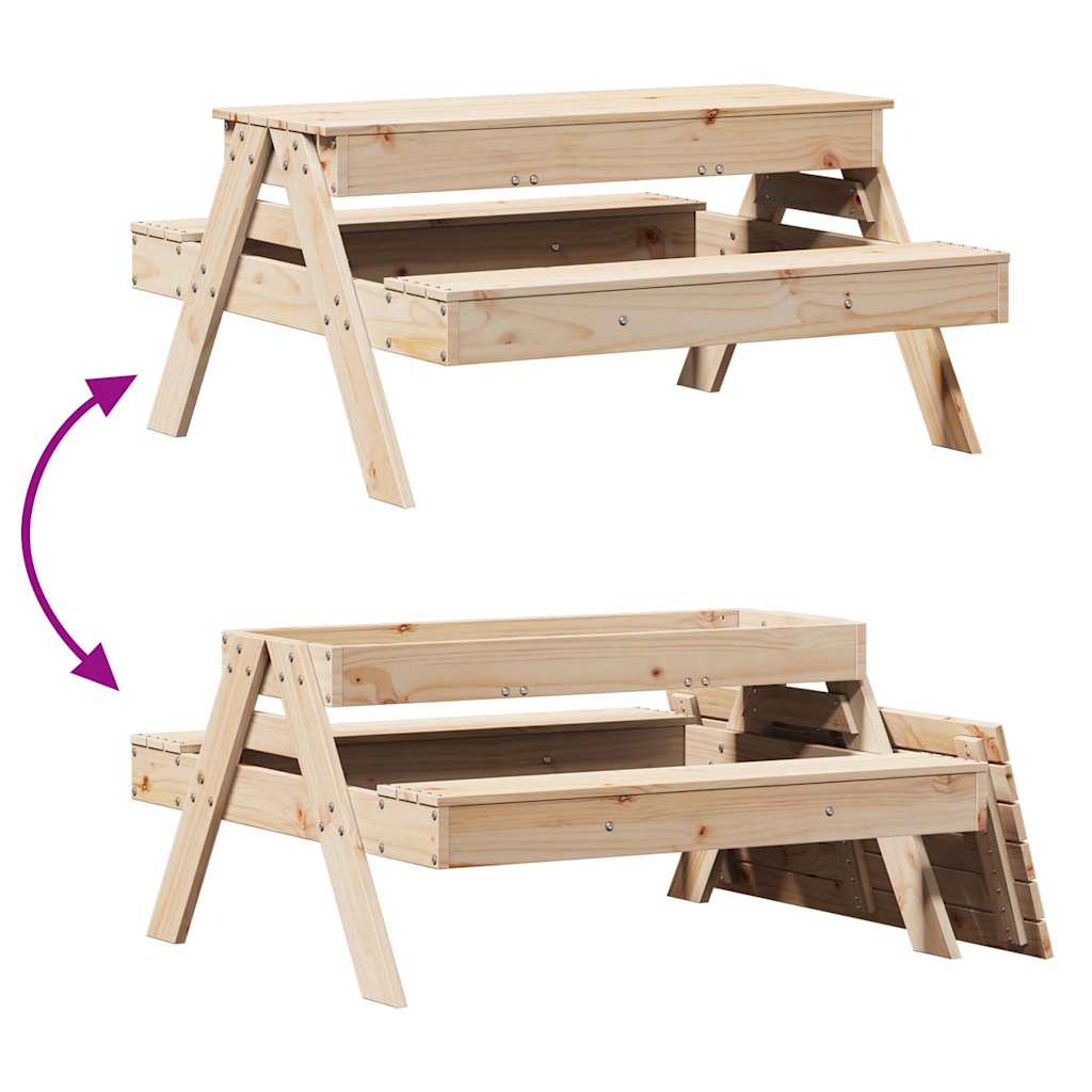 Mesa De Pícnic Con Arenero Para Niños Madera Maciza De Pino