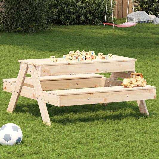 Mesa De Pícnic Con Arenero Para Niños Madera Maciza De Pino