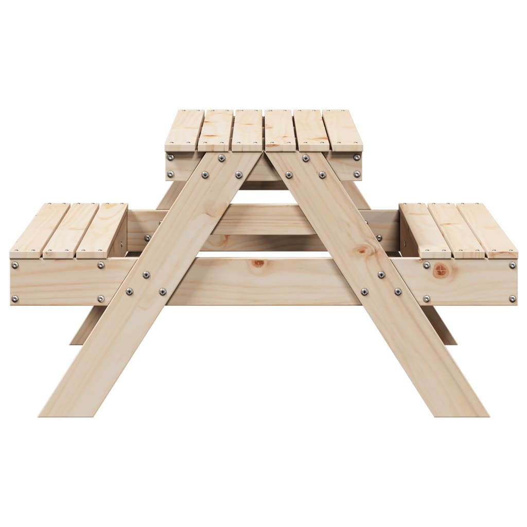 Mesa De Picnic Para Niños Madera Maciza De Pino 88X97X52 Cm