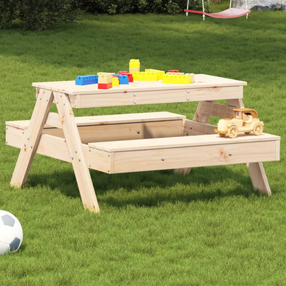 Mesa De Picnic Para Niños Madera Maciza De Pino 88X97X52 Cm