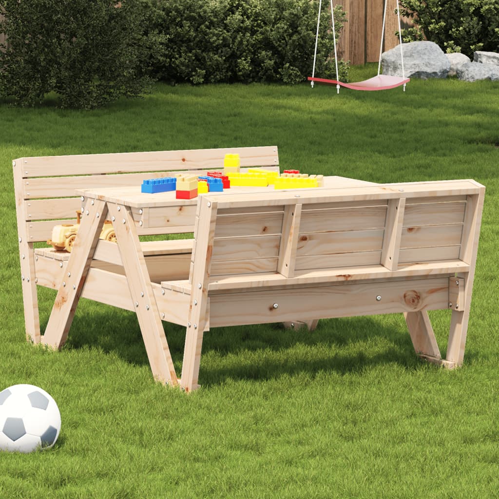 Mesa De Pícnic Para Niños Madera Maciza Pino 88X122X58Cm