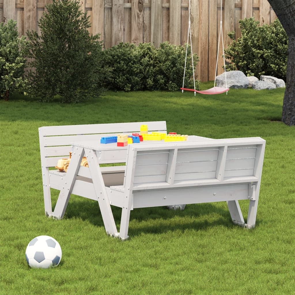 Mesa De Pícnic Para Niños Madera Maciza Pino 88X122X58Cm