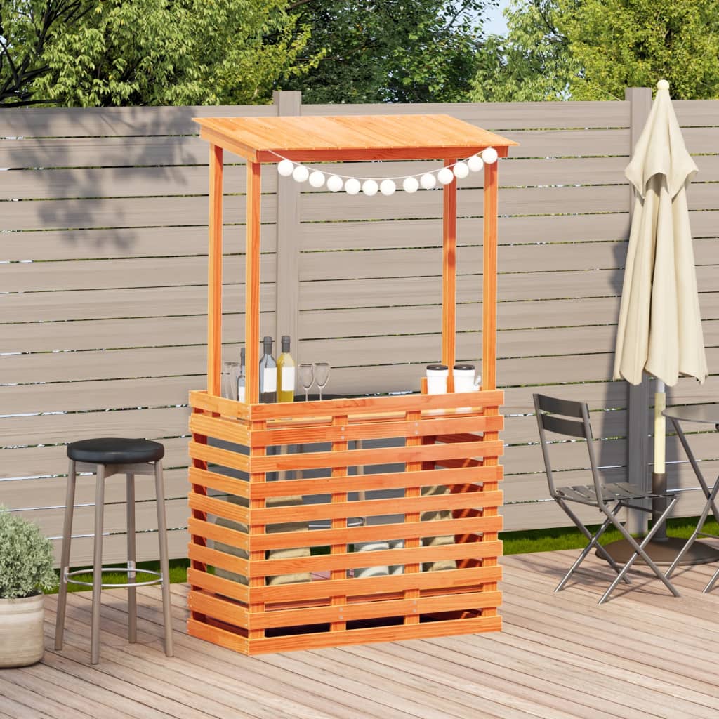 Mesa Alta Bar De Jardín Madera Maciza Marrón
