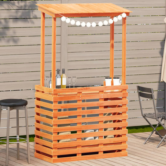 Mesa Alta Bar De Jardín Madera Maciza Marrón