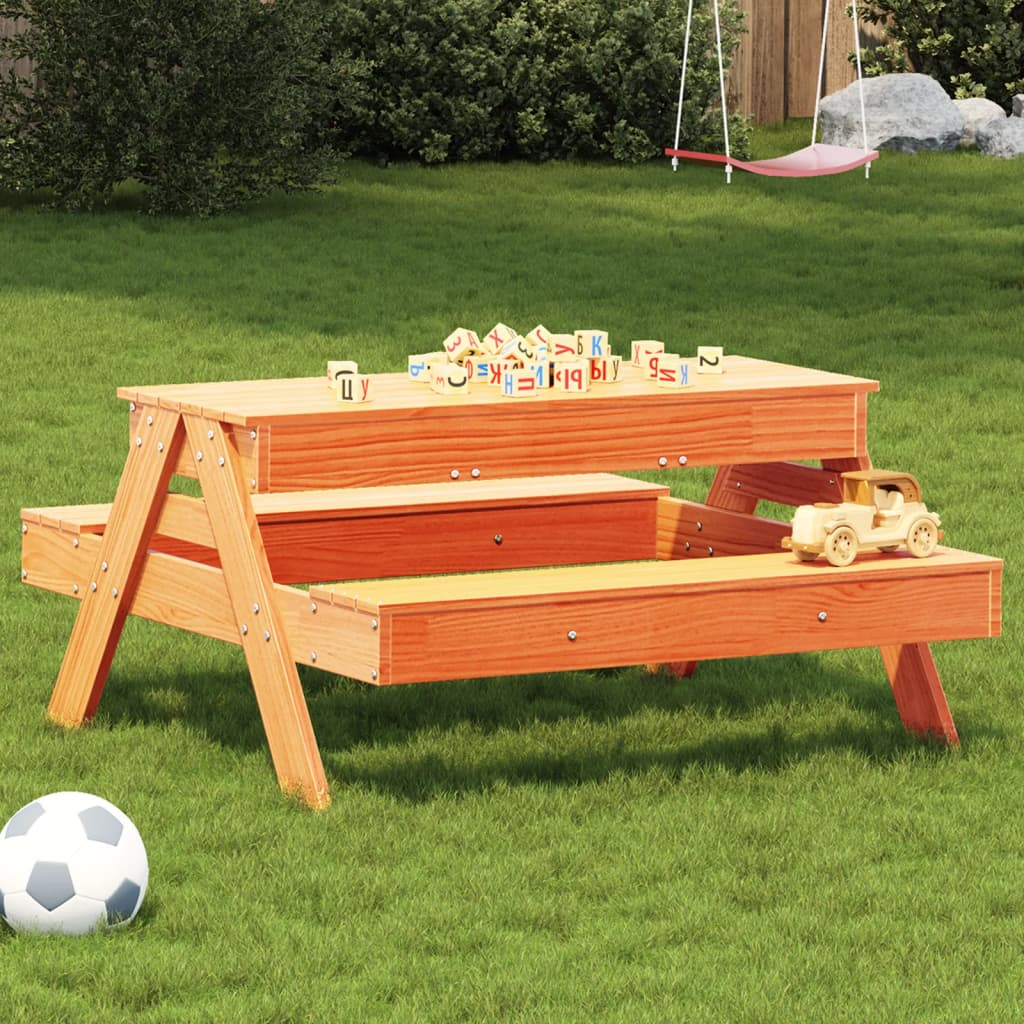 Mesa De Pícnic Con Arenero Para Niños Madera Maciza De Pino