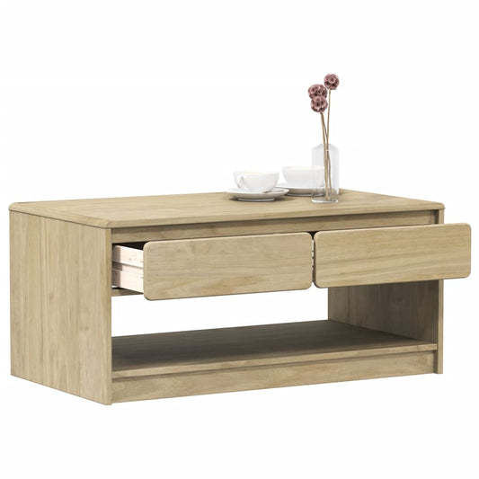 Mesa De Centro Sauda Madera Maciza Pino Color Roble 99X55X45 Cm