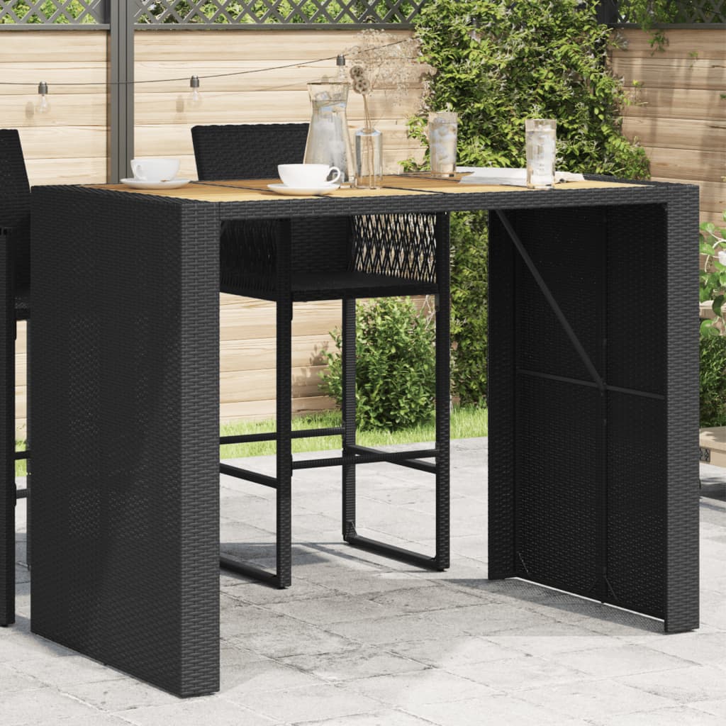 Mesa Alta Jardín Superficie Madera Ratán Pe